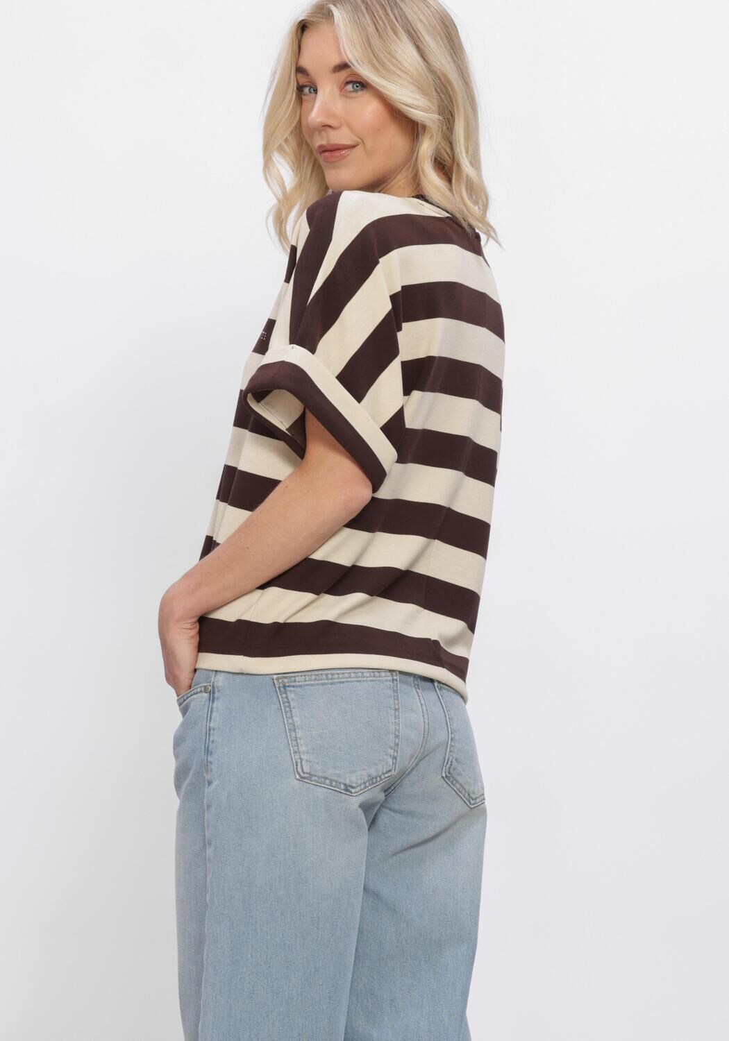 SUMMUM TOP BIG STRIPE HEAVY JERSEY Hauts & T-shirts en marron - large