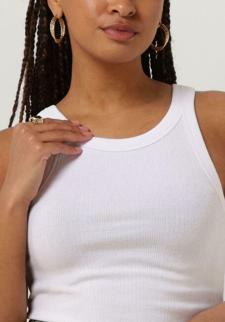 CALVIN KLEIN Haut VARIEGATED RIB WOVEN TAB TANK en blanc - large
