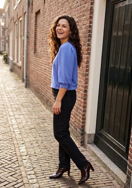 Blauwe SELECTED WOMEN Top SLFTENNY 3/4 SWEAT TOP - large