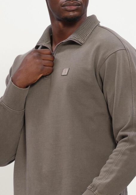 BUTCHER OF BLUE Pull ARMY SWEAT HALF ZIP en taupe - large