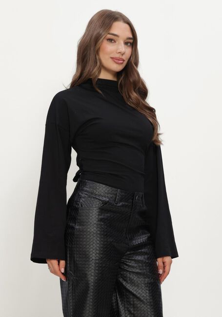 Zwarte REFINED DEPARTMENT Top LADIES KNITTED LONGSLEEVE DETAIL BACK FEATHER - large