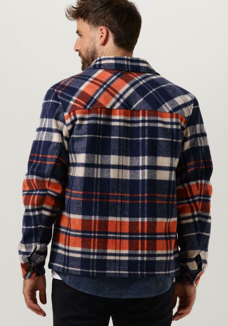 Blauwe SCOTCH & SODA Overshirt BRUSHED WOOL-BLEND CHECKED OVERSHIRT - large