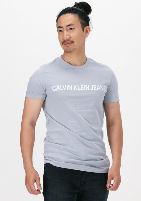 Grijze T-shirt | Omoda SS TEE INSTITUTIONAL SLIM CALVIN LOGO KLEIN