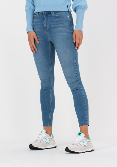 Blauwe NA-KD Skinny jeans SKINNY HIGH WAIST RAW HEM JEAN - large
