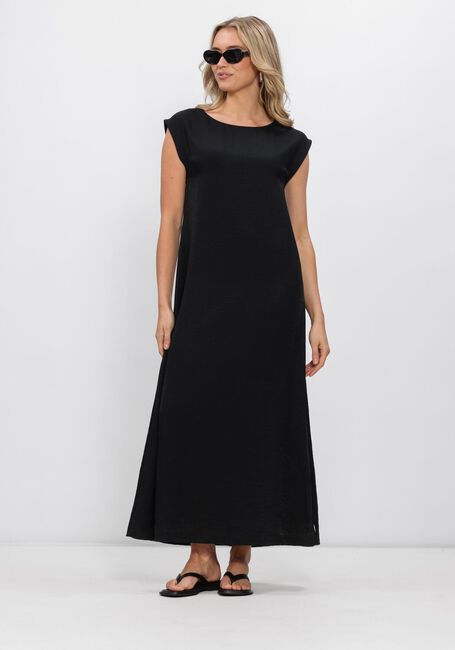 JANSEN AMSTERDAM Robe maxi OTIS JURK CB 598 COLORBLOCK CAP SLEEVE WIDE NECKLINE LONG en noir - large