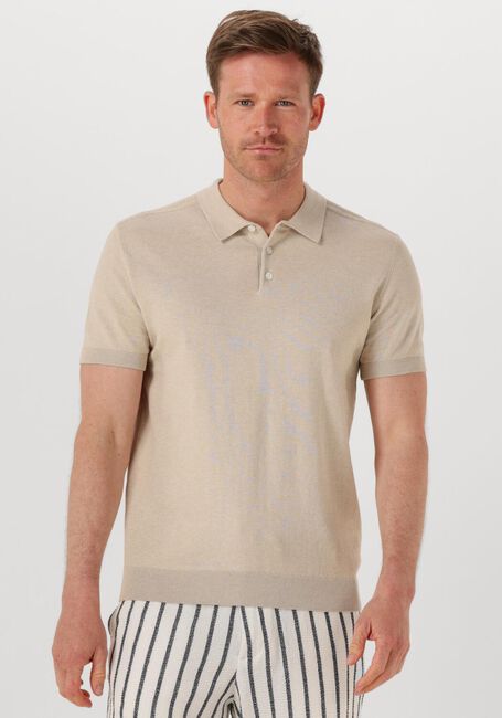 SELECTED HOMME Polo SLHBERG SS KNIT POLO NOOS en beige - large