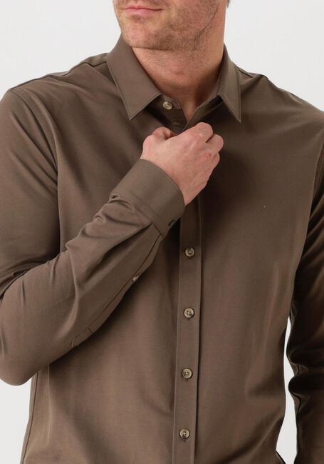 CAST IRON Chemise décontracté LONG SLEEVE SHIRT TWILL JERSEY 2 TONE en marron - large
