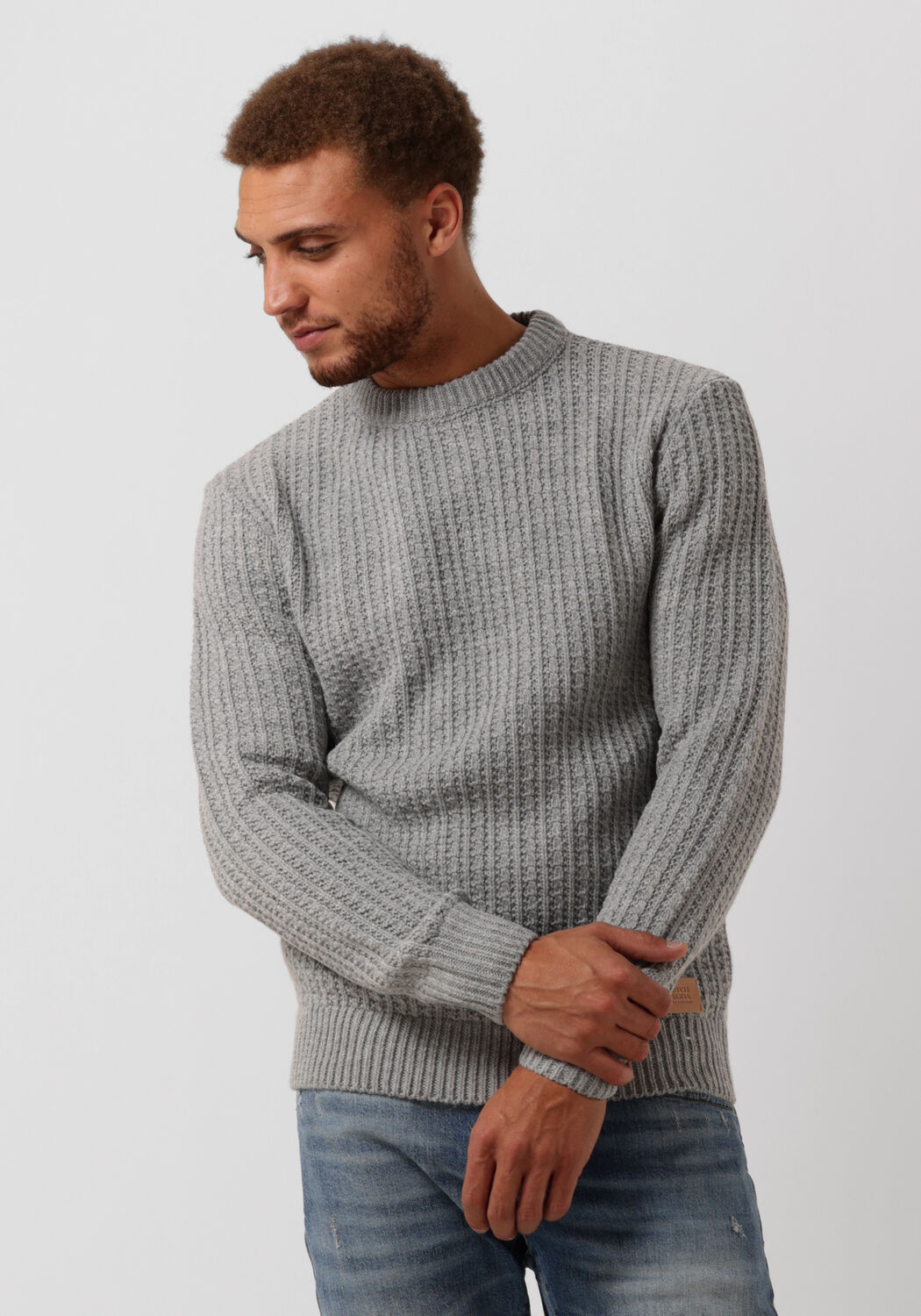 grijze scotch soda trui wool blend structure knit sweater