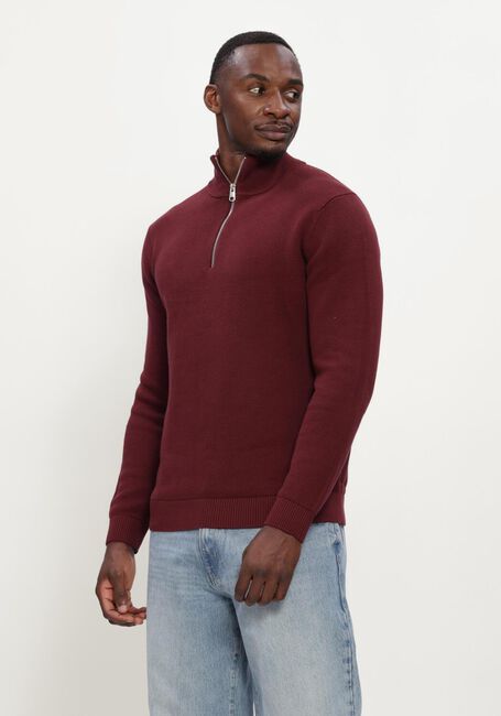 SELECTED MEN Pull SLMDANE LS KNIT STRUCTURE HALF ZIP Bordeaux - large