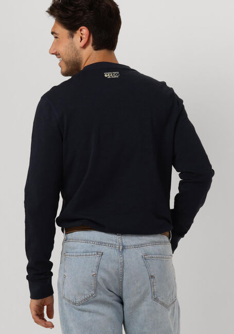 Donkerblauwe SCOTCH & SODA Polo / T-shirt SLUB HENLEY LONG SLEEVE TEE - large