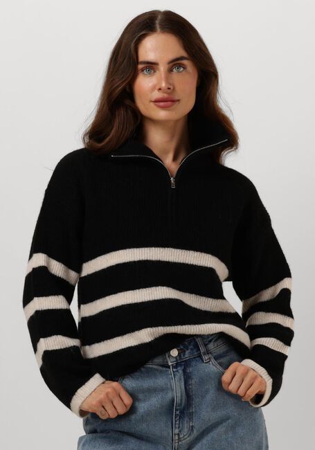Zwarte SELECTED FEMME Trui SLFMALINE LS KNIT HALF ZIP - large