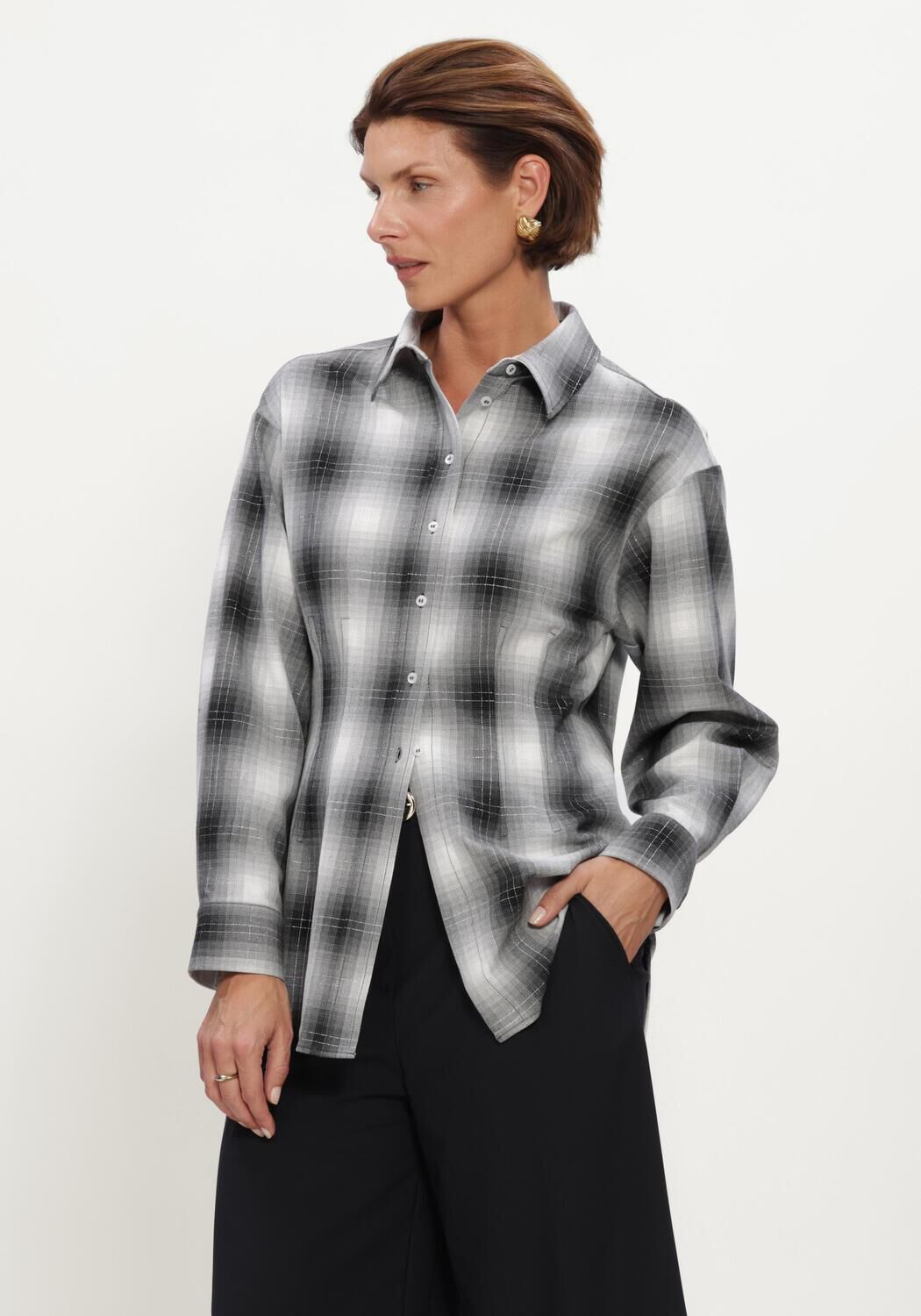 STUDIO ANNELOES Tally check blouse Blouses en gris - large