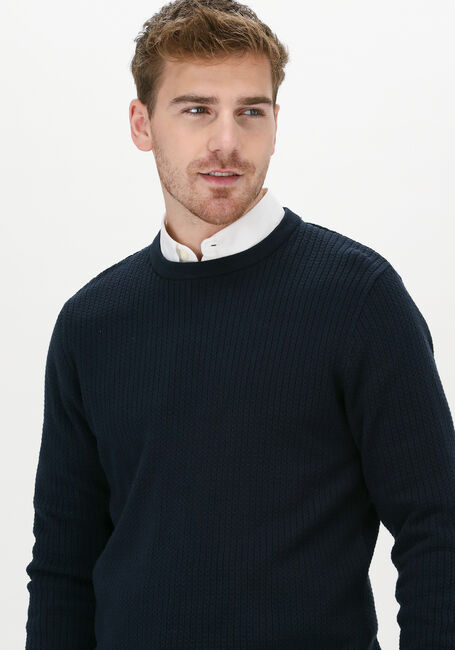 Donkerblauwe SELECTED HOMME Trui SLHCAST LS KNIT CABLE CREW B C - large