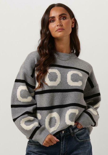CO'COUTURE Pull ROW LOGO KNIT en gris - large