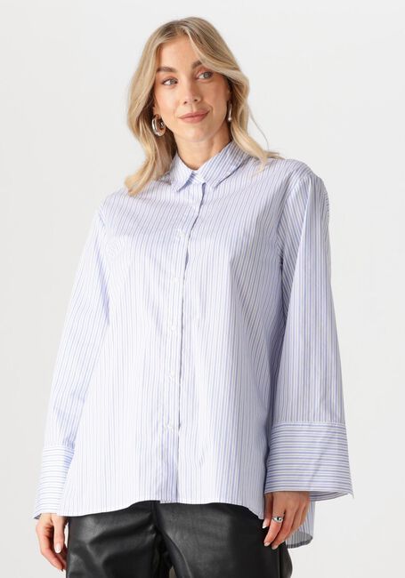 Lichtblauwe NEO NOIR  DITA MINI STRIPE SHIRT - large