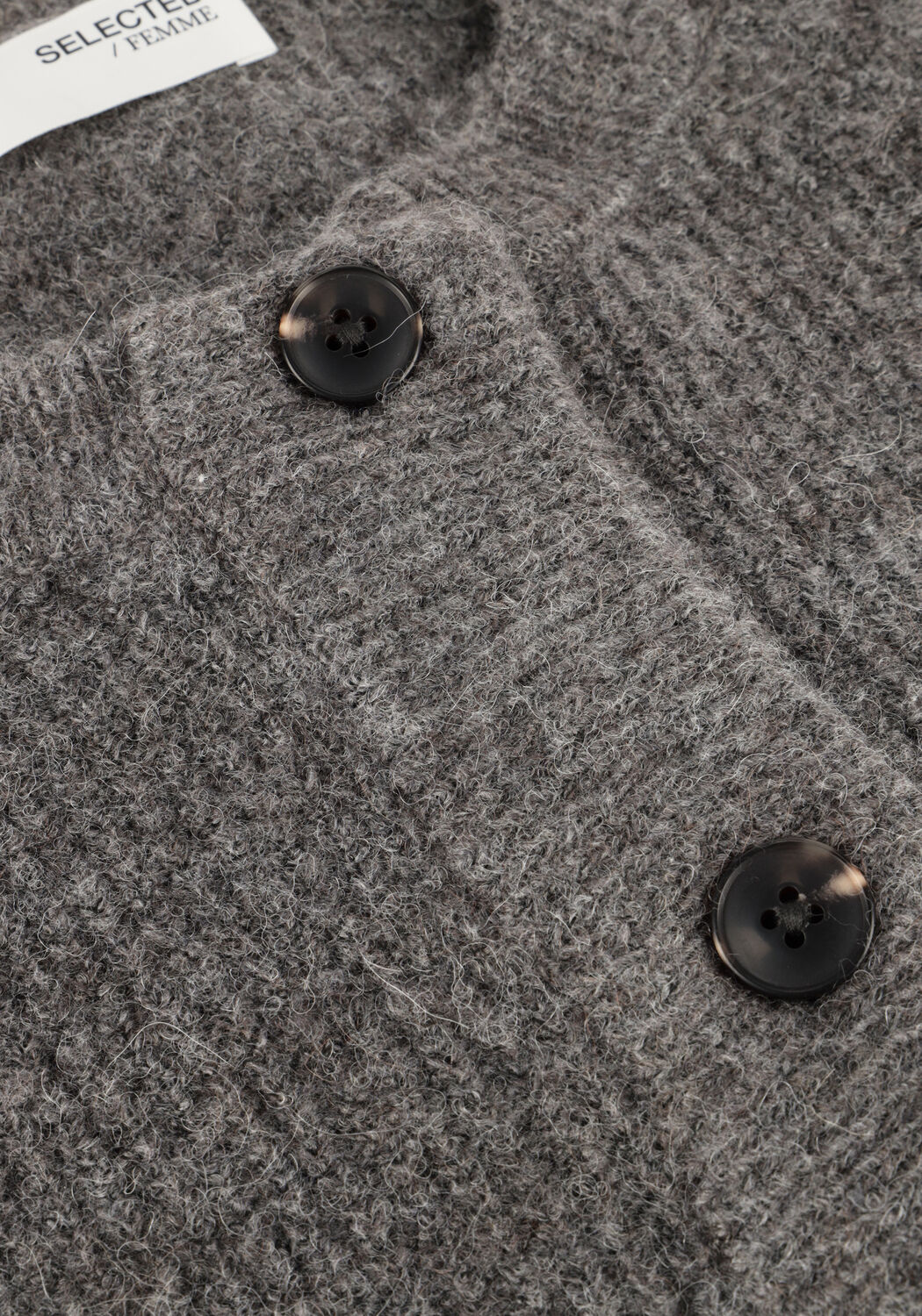 Grijze SELECTED WOMEN Vest SLFLULU LS KNIT SHORT CARDIGAN - large