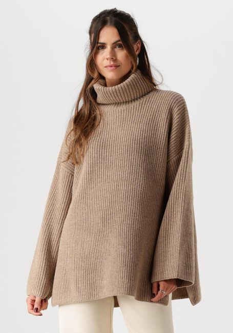 Bruine SELECTED FEMME Trui SLFMARY LS LONG KNIT ROLL NECK - large