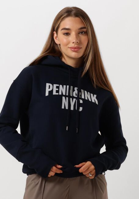 PENN & INK Pull 110 HOODIE PRINT en bleu - large