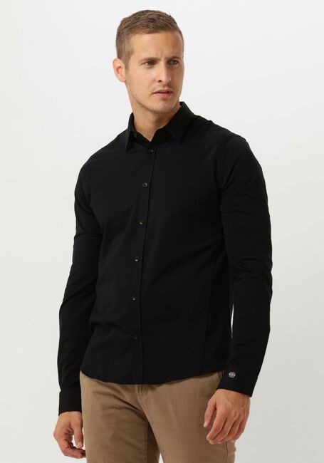 CAST IRON Chemise décontracté LON SLEEVE SHIRT TWILL JERSEY 2 TONE en noir - large