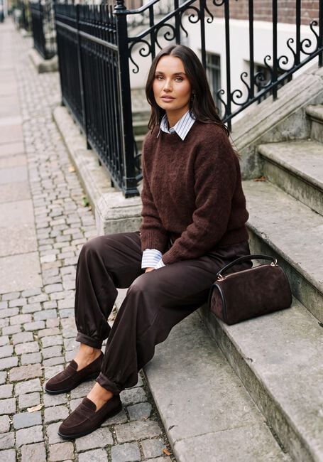 TWNS Pull SOLID LONG-SLEEVE ROUND NECK SWEATER en marron - large