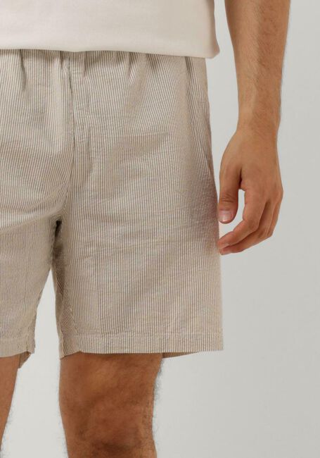 PURE PATH Pantalon courte SEERSUCKER SHORT WITH CORDS AND FRONT POCKETS en taupe - large