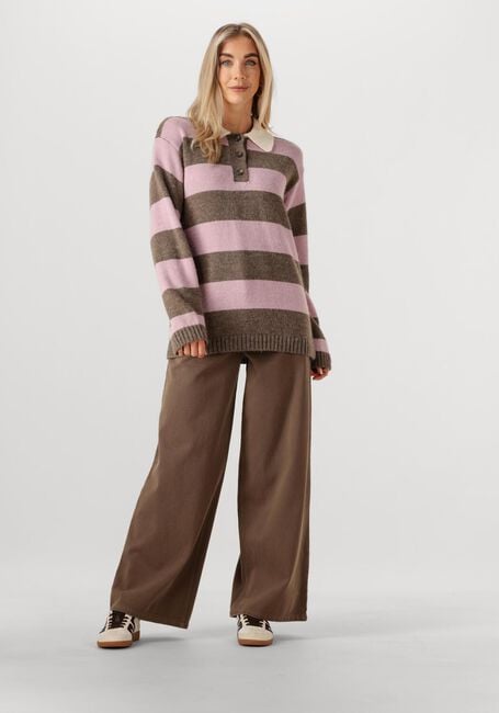 MODSTRÖM Pull PELHAMMD STRIPE POLO en rose - large