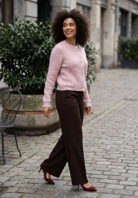 SECOND FEMALE Gilet ANDREA KNIT RIB LS CARDIGAN en rose - large
