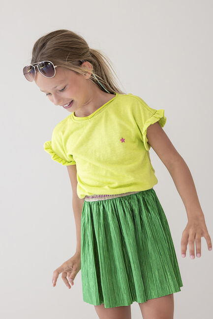 LIKE FLO Mini-jupe METALLIC PLISSE SKIRT en vert - large