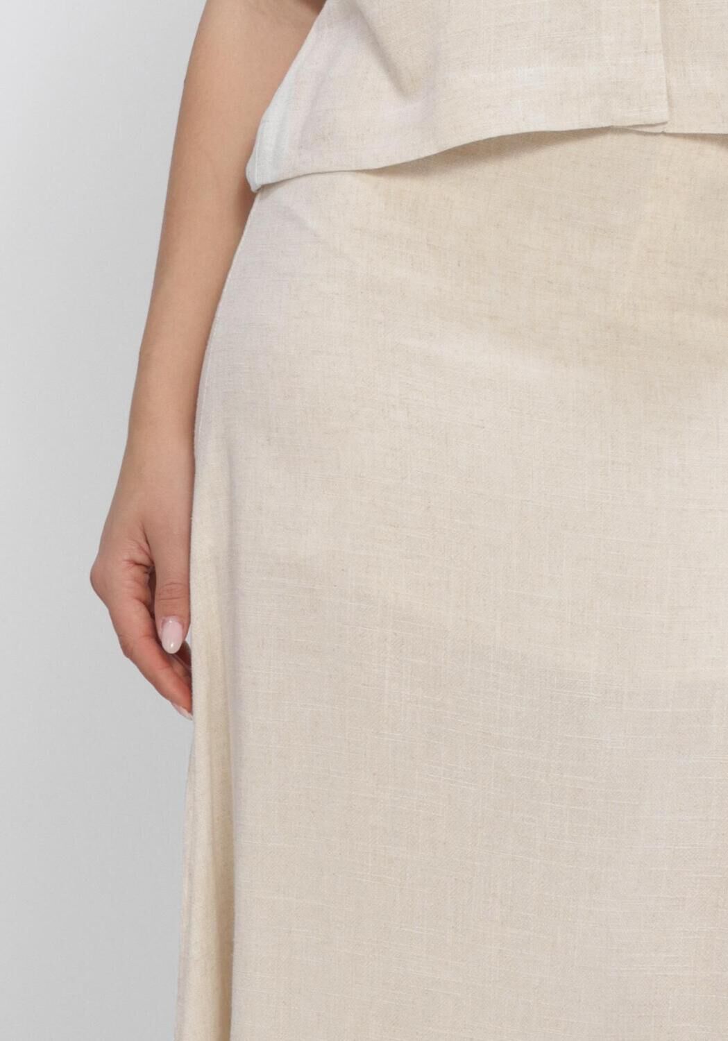 SELECTED WOMEN Jupe maxi SLFVIVA HW ANKLE LINEN BLEND SKIRT en beige - large