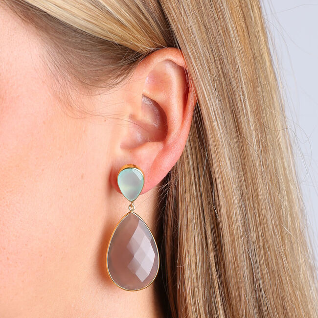 JEWELLERY BY SOPHIE Boucles d'oreilles EARRINGS GEMSTONE en gris - large