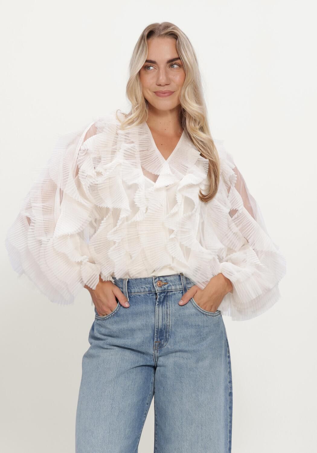 DANTE6 DANTE6-PHORA TULLE RUFFLED TOP Blouses Blanc - large