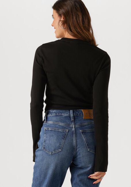 CALVIN KLEIN WOVEN LABEL RIB LS TOP Hauts & T-shirts en noir - large
