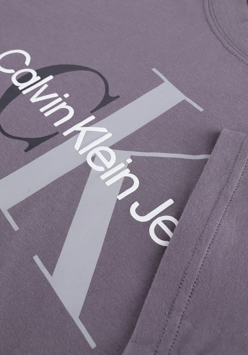 Grijze CALVIN KLEIN T-shirt TWO TONE MONOGRAM REGULAR TEE - large