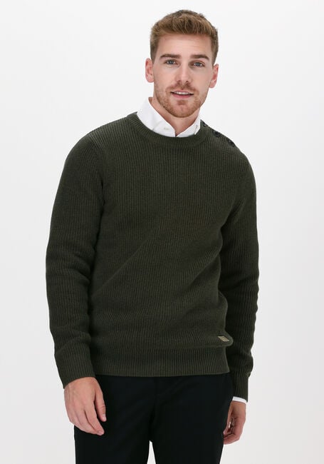 Donkergroene SELECTED HOMME Trui SLHIRVEN LS KNIT BUTTON CREW W - large