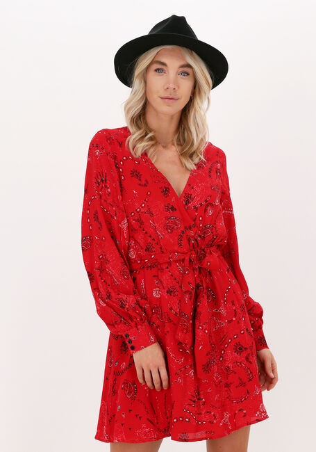 Rode ALIX THE LABEL Mini jurk LADIES WOVEN ORNAMENT FAKE WRAP DRESS - large