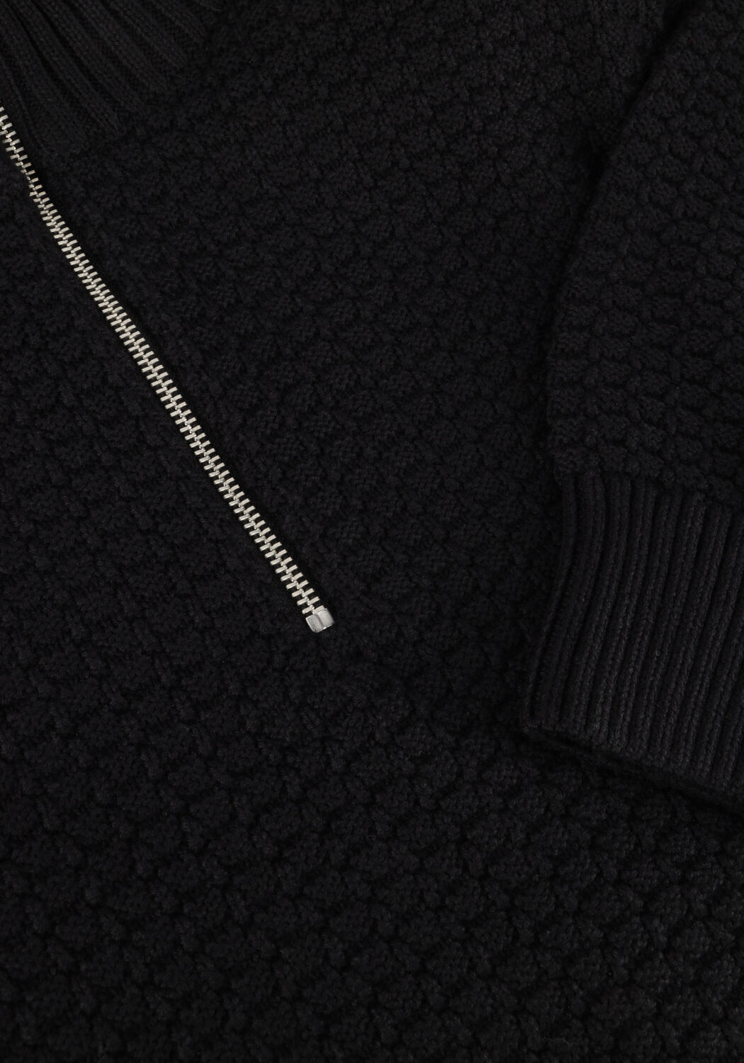 Zwarte SELECTED MEN Trui SLHTHIM LS KNIT STRUCTURE HALF ZIP - large