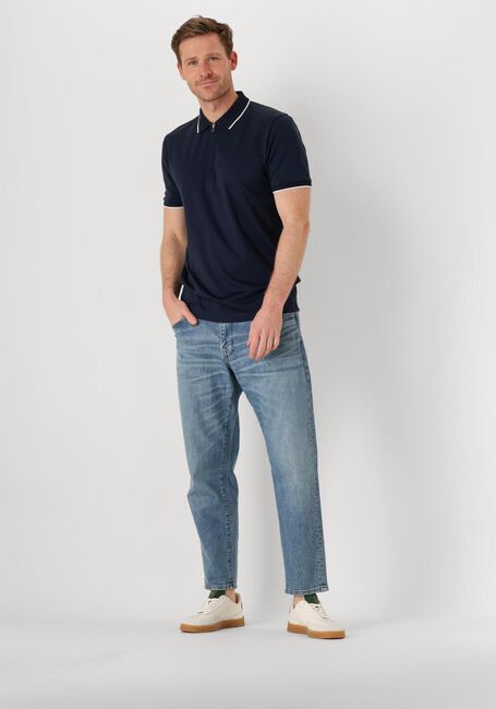 Donkerblauwe SELECTED HOMME Polo SLHFAVE SPORT ZIP SS POLO NOOS - large