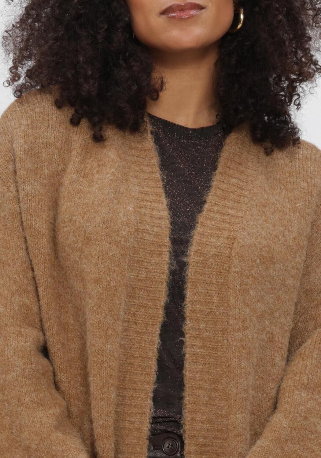 SUMMUM Jack PUFF SLEEVE CARDIGAN COZY MELANGE KNIT en camel - large