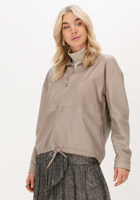 GOOSECRAFT Veste en cuir ROSA BLOUSE en taupe - large