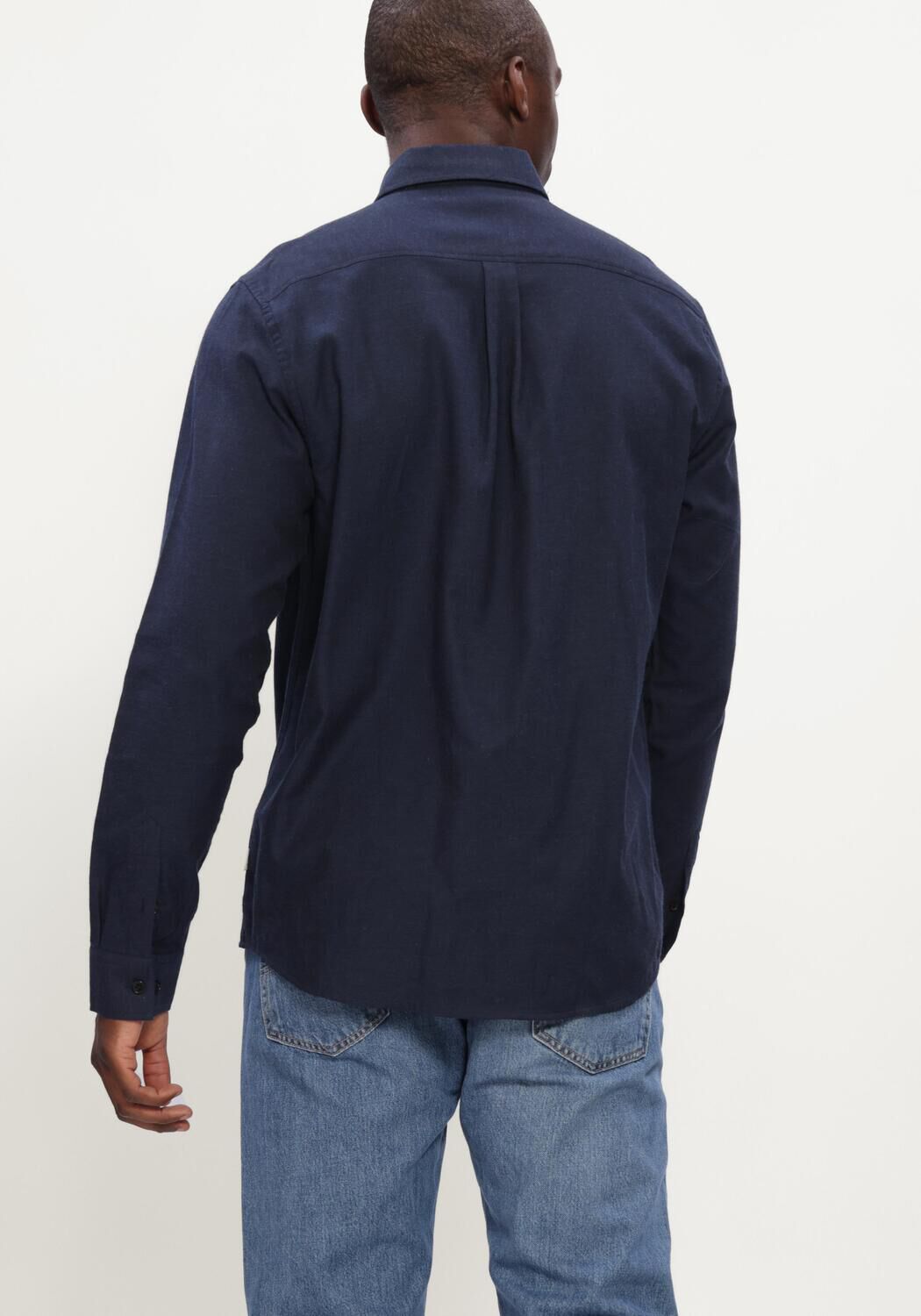 Donkerblauwe LES DEUX Klassiek overhemd SOFT FLANNEL SHIRT - large