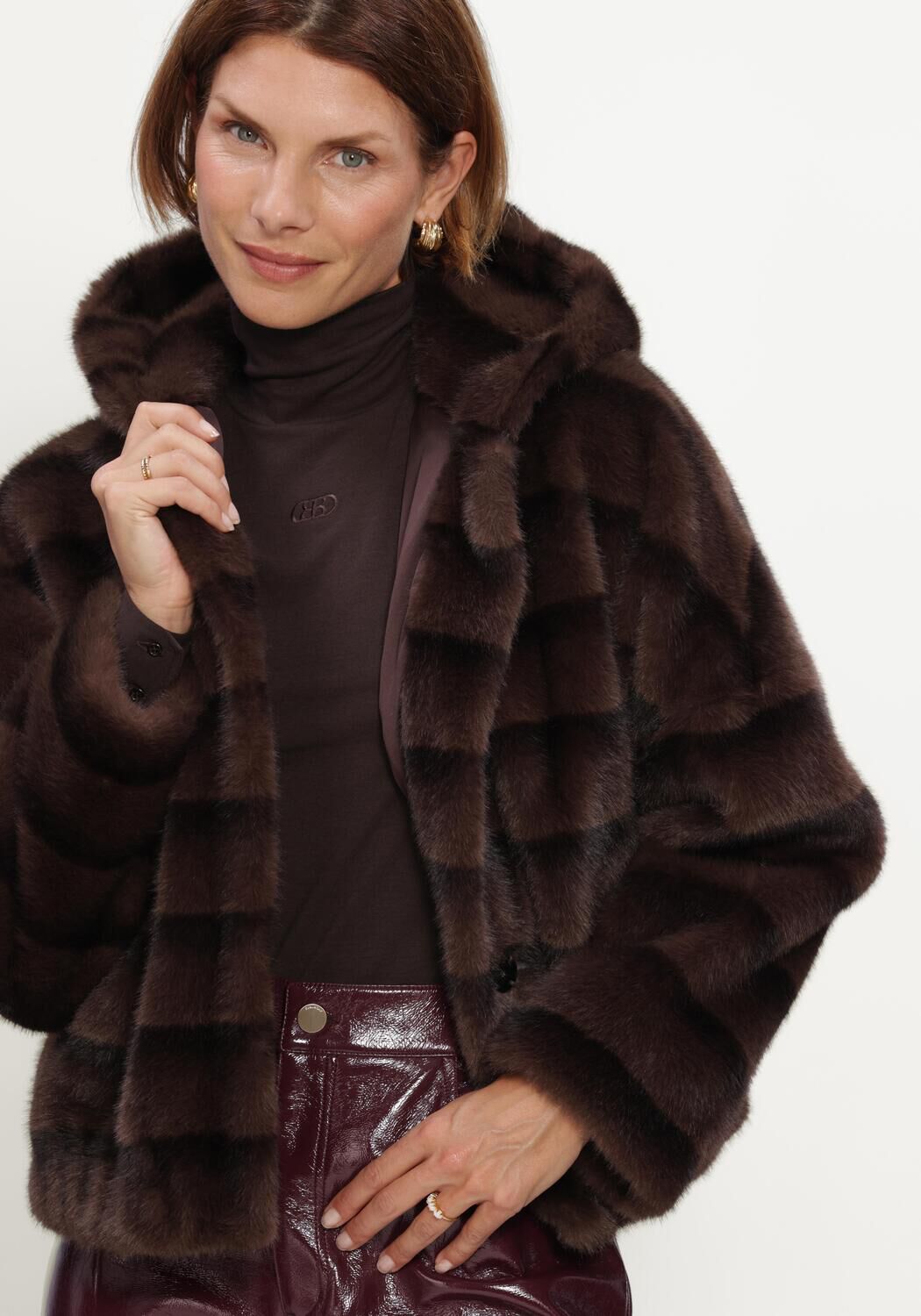 Bruine BEAUMONT Faux fur jas DITA JACKET - large