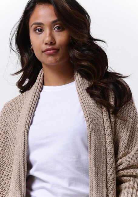 SIMPLE Gilet ICE KNIT-ECO-COT-22-3 en beige - large