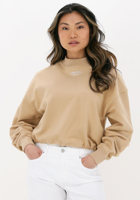 CALVIN KLEIN Chandail STACKED LOGO MOCKNECK SWEATSHIRT Sable - large