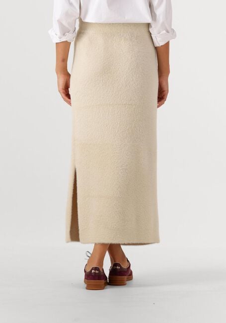 SIMPLE Jupe maxi KNIT-FEATHER-MET-25-3 Écru - large