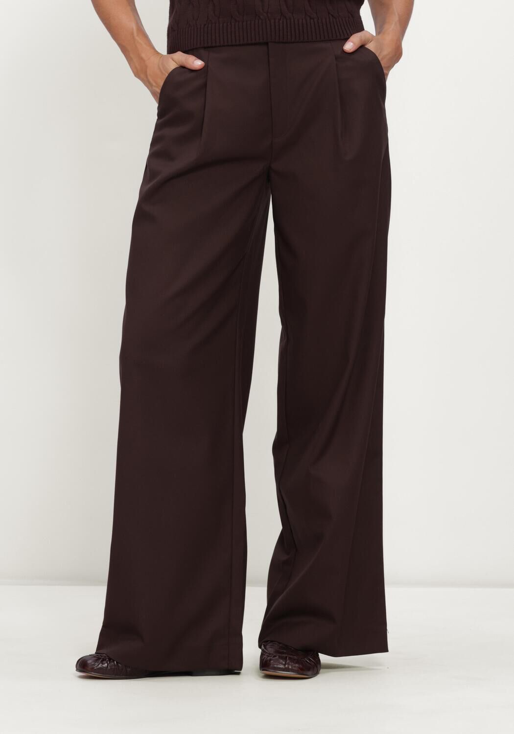 GESTUZ Pantalon GZPAULA MW WIDE PANTS en marron - large