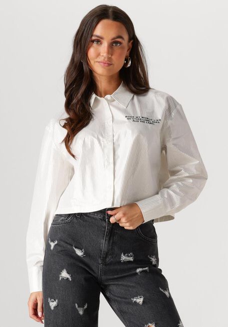 Witte ALIX THE LABEL  LADIES WOVEN PINTSTIPE BLOUSE - large