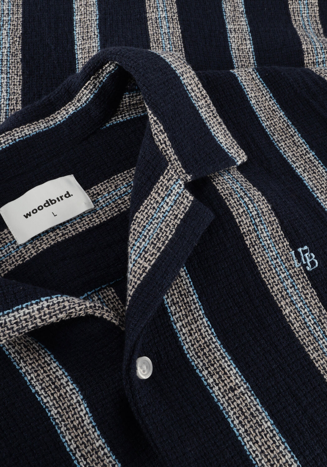 Donkerblauwe WOODBIRD Casual overhemd HALE STRIPED SHIRT - large