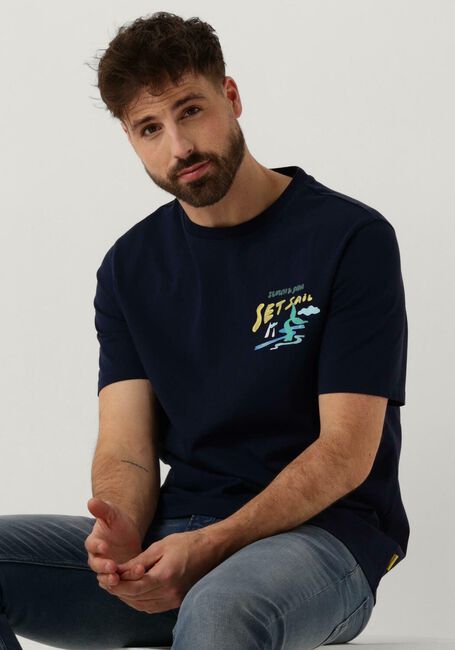 SCOTCH & SODA T-shirt FRONT BACK SAILOR ARTWORK T-SHIRT Bleu fonc&eacute; - large