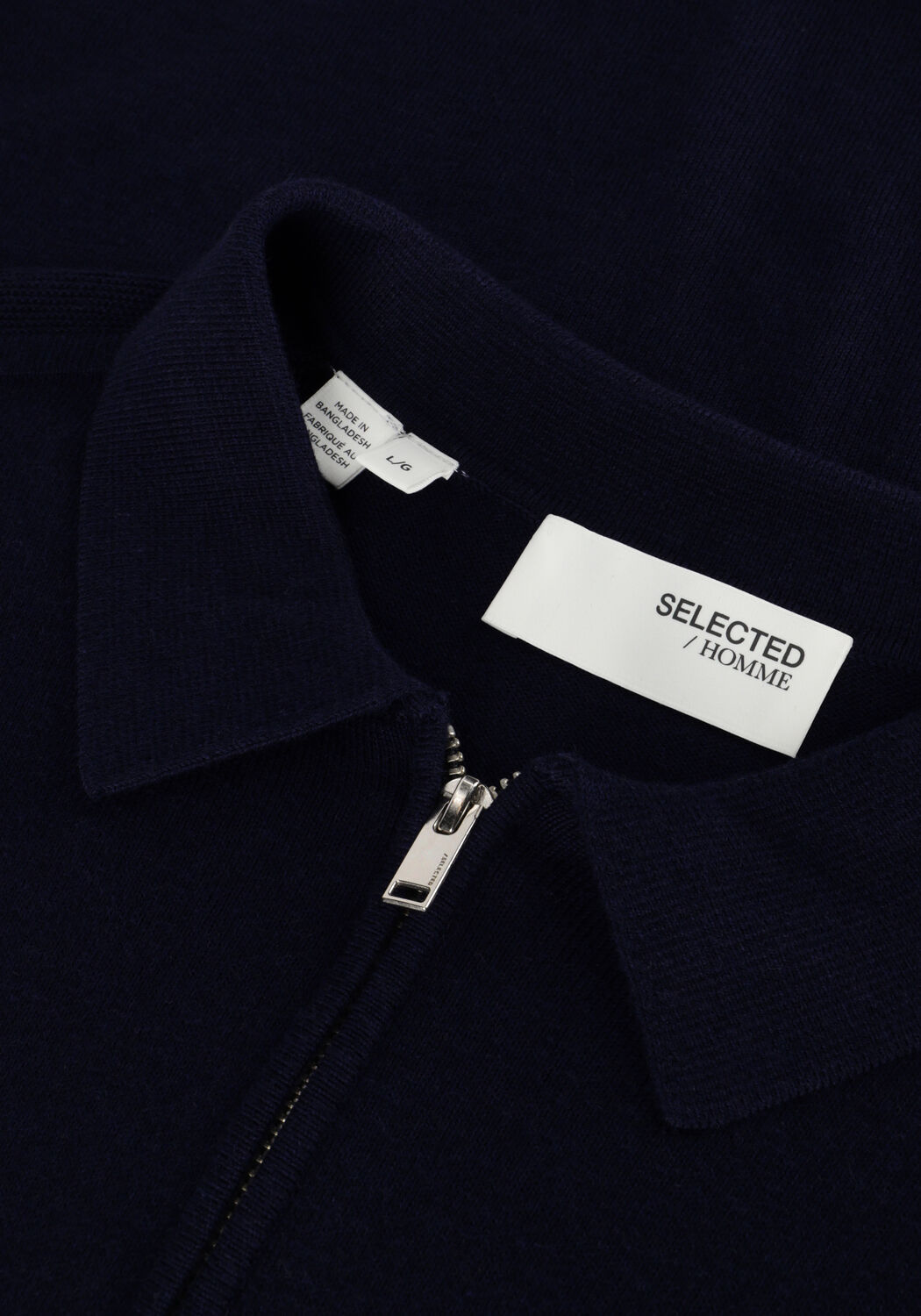 Donkerblauwe SELECTED MEN Polo SLHBERG LS HALF ZIP POLO - large