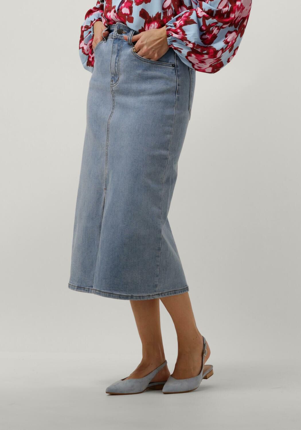 Y.A.S. Jupe midi YASDOLMA HW LONG DENIM SKIRT S. Bleu clair Omoda